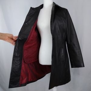 Nicole Miller Black Leather Jacket Coat Large